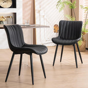 Set of 2 Faux Leather Dining Chairs High Back Padded Metal Leg Kitchen Chairs UK