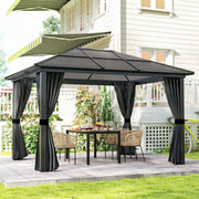 3.6 x 4m Aluminium Hardtop Gazebo Canopy with Polycarbonate Roof & Sidewalls