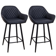 Set of 2 Bar Stools PU Leather Seat Bar Chair for Home Breakfast Kitchen Counter