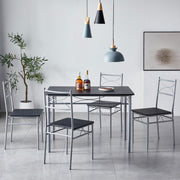 Dining Table and Chairs Set Metal Wood Effect Table Dining Set 4 Chairs Silvia