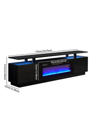 70Inch TV Stand Cabinet High Gloss Electric Fireplace Unit with 12 Colour Flame