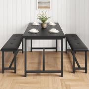 3-Piece Dining Set with 2 Benches, Stain Resistant, Steel Frame for Small Spaces