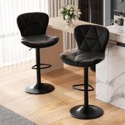 Faux Leather Bar Stools, Swivel with Backrest & Footrest, Set of 2