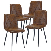 4X Dining Chairs Set Faux Suede Leather Padded Seat Metal Leg Kitchen