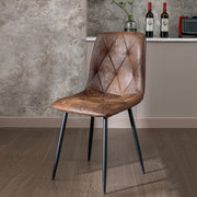 4X Dining Chairs Set Faux Suede Leather Padded Seat Metal Legs Kitchen Office