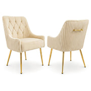 Dining Chairs Set of 2 Upholstered Tufted Velvet Kitchen Chairs Gold Legs Modern