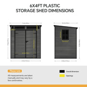 6'x4' 6'x6' Plastic Garden Storage Shed Outdoor Tool Storage House With Floor