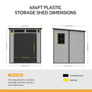 6'x4' 6'x6' Plastic Garden Storage Shed Outdoor Tool Storage House With Floor