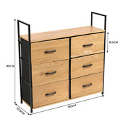 Wood Chest of Drawer Canvas Storage Cabinet Metal Frame Bedroom Office Organiser