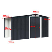 Garden Shed Apex Roof Metal Storage 8X8,10X8 Tool House with Firewood Log Store