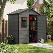 Grey Wood Grain Plastic Garden Shed 6x8 6x6 5x3 Outdoor Tool Bike Storage House