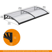 Window Awning Canopy with Large Drainage Gutter ABS Plastic Bracket PC Panel