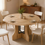 Round Dining Table for 4-6 People 120cm Circle Kitchen Table for Home Kitchen