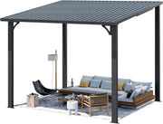 Aluminium Lean to Gazebo Outdoor Metal Harodtop Wall-Mounted Heavy Duty Pergolas