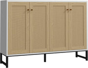 Sideboard Cabinet Rattan Doors Storage Console Farmhouse Natural Wood Unit
