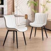 Set of 2 Faux Leather Dining Chairs High Back Padded Metal Leg Kitchen Chairs UK