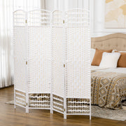 6 Panel Room Divider Folding Privacy Screen with Pine Wood Frame Refurbished