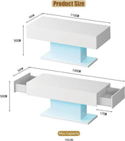 High Gloss LED Coffee Table Cocktail Center Table Modern Living Room Rectangle