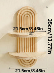 Boho Geometric Wooden Wall Shelf Floating Display Rack Home Decor Plant Shelf UK