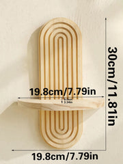 Boho Geometric Wooden Wall Shelf Floating Display Rack Home Decor Plant Shelf UK