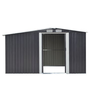 Garden Shed Apex Roof Metal Storage 8X8,10X8 Tool House with Firewood Log Store
