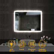 Illuminated Bathroom Mirror With LED light Bluetooth Shaver Socket Demister