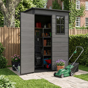 Grey Wood Effect Garden Shed Plastic Outdoor Tools House Storage Sheds -5x3FT