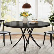 Round Dining Table for 4-6 People,120 cm Farmhouse Kitchen Table for Dining Room