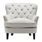 Large Button Tufted Tub Armchair Linen/Velvet Lounge Sofa Cuddle Chair Stool Set
