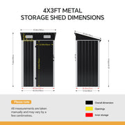 6x4ft 5x3ft 3x2ft Garden Storage Bike Tool Shed Sloped Roof Outdoor Garbage Bin