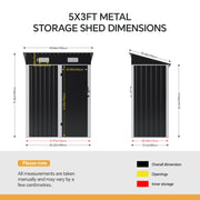 6x4ft 5x3ft 3x2ft Garden Storage Bike Tool Shed Sloped Roof Outdoor Garbage Bin