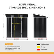 6x4ft 5x3ft 3x2ft Garden Storage Bike Tool Shed Sloped Roof Outdoor Garbage Bin
