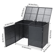 Double Wheelie Bin Store Poly Rattan Garden Outdoor Garbage Storage Shed Cover