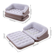 Inflatable Couch Sofa Bed, Flocked Air Mattress Bed with Armrest, Double Size