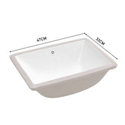 Undermount Bathroom Sinks White Ceramic Single Bowl Inset Basin Waste Kits 500mm