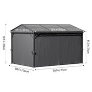 XL Hardtop Gazebo Garden Pavilion Metal Frame Polycarbonate Roof with Curtains
