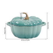Pumpkin Shaped Enameled Cast Iron Casserole Pot with Lid Halloween Dutch Oven
