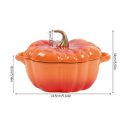 Pumpkin Shaped Enameled Cast Iron Casserole Pot with Lid Halloween Dutch Oven