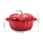 Pumpkin Shaped Enameled Cast Iron Casserole Pot with Lid Halloween Dutch Oven