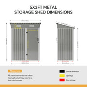 6x4ft 5x3ft 3x2ft Garden Storage Bike Tool Shed Sloped Roof Outdoor Garbage Bin