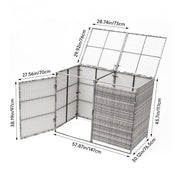 Rattan Garden Double Wheelie Bin Store Outdoor Dustbin Rubbish Storage Shed Box