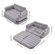 Inflatable Couch Sofa Bed, Flocked Air Mattress Bed with Armrest, Double Size