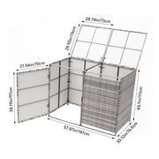 Double Wheelie Bin Store Poly Rattan Garden Outdoor Garbage Storage Shed Cover