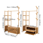 Heavy Duty Wooden Hanging Clothes Garment Rail Corner Open Wardrobe Storage Rack