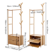 Heavy Duty Wooden Hanging Clothes Garment Rail Corner Open Wardrobe Storage Rack