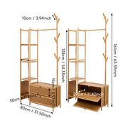 Heavy Duty Wooden Hanging Clothes Garment Rail Corner Open Wardrobe Storage Rack
