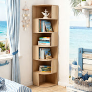 6 Tier Corner Bookshelf Bookcase Freestanding Display Storage Shelf 176cm