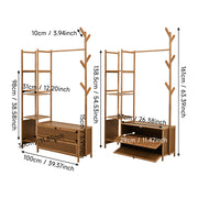 Heavy Duty Wooden Hanging Clothes Garment Rail Corner Open Wardrobe Storage Rack