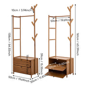 Heavy Duty Wooden Hanging Clothes Garment Rail Corner Open Wardrobe Storage Rack