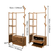 Heavy Duty Wooden Hanging Clothes Garment Rail Corner Open Wardrobe Storage Rack